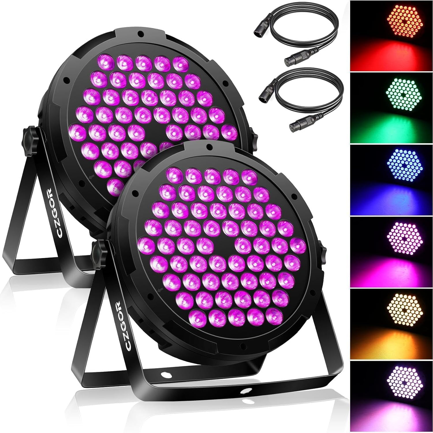 60 Pair LED DMX Lights 2 Pieces, Super Bright RGB 60 Pair LED DMX Lights 2 Pieces, Super Bright RGB Stage Lighting with 1M Wire, DMX512, Sound Activated Control, for Celebrations, Stage Lighting(No Remote)