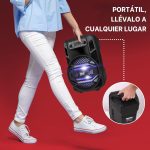 Pyle Portable Bluetooth PA Speaker System - 300W Rechargeable Outdoor Bluetooth Speaker Portable PA System w/ 8” Subwoofer 1” Tweeter, Microphone in, Party Lights, MP3/USB, Radio, Remote, Black - Imagen 6