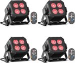 4PCS RGBW LED Par Spotlight, 40W Disco Lights DMX 4/8CH with Remote Control/Sound Activated Stage Light, Party Lights for DJ, Bar, Wedding, Halloween, Christmas