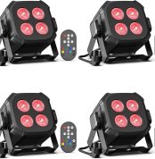 4PCS RGBW LED Par Spotlight, 40W Disco Lights DMX 4/8CH with Remote Control/Sound Activated Stage Light, Party Lights for DJ, Bar, Wedding, Halloween, Christmas