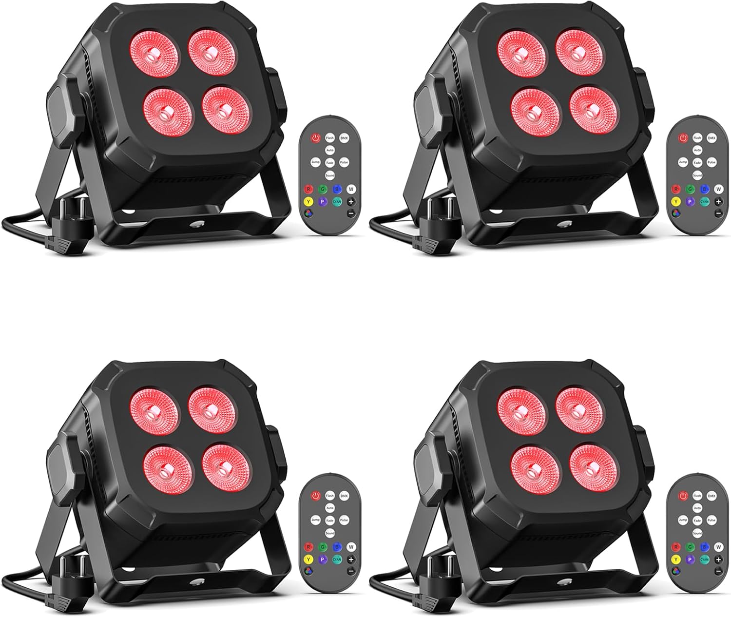 4PCS RGBW LED Par Spotlight, 40W Disco Lights DMX 4/8CH 4PCS RGBW LED Par Spotlight, 40W Disco Lights DMX 4/8CH with Remote Control/Sound Activated Stage Light, Party Lights for DJ, Bar, Wedding, Halloween, Christmas