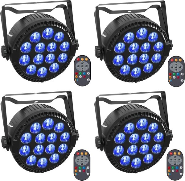 4PCS RGBW LED Pair, HOLDLAMP 84W Stage Light with Sound Activation Mode and Remote Control, DMX 4/8CH Disco Lights for DJ Party Birthday Bar Club