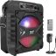 Pyle Speaker System, PA, 300W, Bluetooth, Portable, Rechargeable, Outdoor, 8" Subwoofer, AUX, Recording Function, Microphone, Party Lights, USB/SD Radio, Black