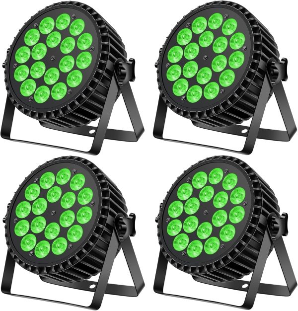 200W 18 LED Headlight Pair 8CH LED Light RGBW+DMX Strobe Sound Active Mode LED Stage Lights Disco Bulb Party Light for Wedding/Party/Church/Club/DJ Live Show (4 Pack)