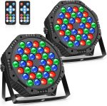 RGB LED Spotlights Colorful Light with DMX Control and Remote, Disco Lights, Party, Concerts and Celebrations – 2 Pieces