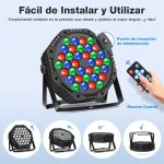 RGB LED Spotlights Colorful Light with DMX Control and Remote, Disco Lights, Party, Concerts and Celebrations – 2 Pieces - Imagen 3