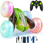 Remote Control Car,Acrobatic Car Trucks 360 Degree Rotation,Toy Child Gift 3 4 5 6 7 8 9 12 Years Old Girl 2.4Ghz Children Remote Control Car with Lights Includes Rechargeable Battery (Green)