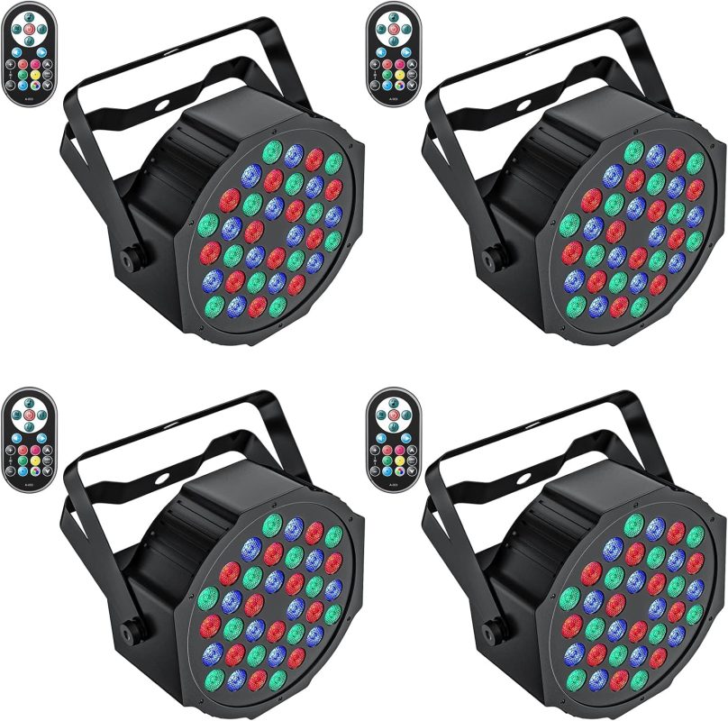 UKing 4pcs LED Par Spotlight, RGB 36 LED Stage Lights with Rmoto Control, Disco Lighting Effects 7 Modes for Weddings Christmas Party Lights