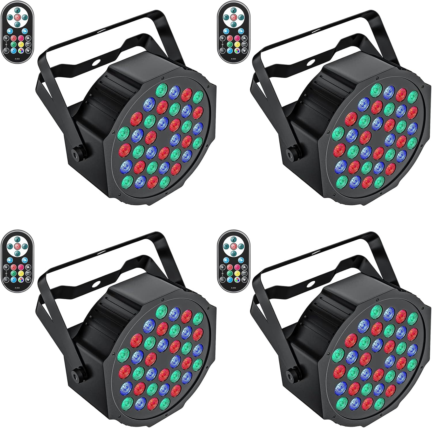 UKing 4pcs LED Par Spotlight, RGB 36 LED Stage Lights UKing 4pcs LED Par Spotlight, RGB 36 LED Stage Lights with Rmoto Control, Disco Lighting Effects 7 Modes for Weddings Christmas Party Lights