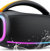 Bluetooth Speaker with Light, 30W Music Box, Portable Bluetooth Box with IPX7, Dual Bass Driver