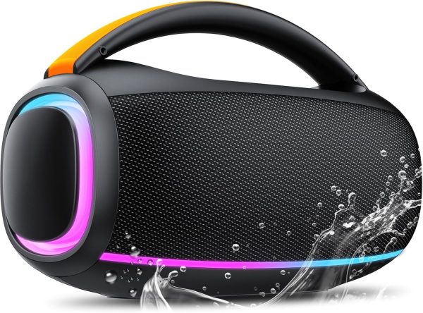 Bluetooth Speaker with Light, 30W Music Box, Portable Bluetooth Box with IPX7, Dual Bass Driver