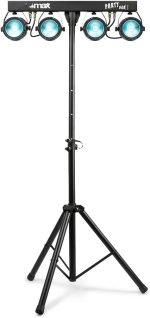 MAX PARTYBAR11 | Disco Lights 4 x COB Spotlight Par 20W, Party Light LED Lighting Auto Mode or DMX Mode, Remote Control and Tripod Included, Pre-programmed Shows, LED DJ Light, Party Lights