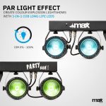 MAX PARTYBAR11 | Disco Lights 4 x COB Spotlight Par 20W, Party Light LED Lighting Auto Mode or DMX Mode, Remote Control and Tripod Included, Pre-programmed Shows, LED DJ Light, Party Lights - Imagen 5