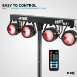 MAX PARTYBAR11 | Disco Lights 4 x COB Spotlight Par 20W, Party Light LED Lighting Auto Mode or DMX Mode, Remote Control and Tripod Included, Pre-programmed Shows, LED DJ Light, Party Lights - Imagen 8