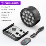 HOLDLAMP 14 x 6 RGBW LED Pair Stage Lights with Remote Control and Sound Activation, DMX 4/8 CH LED Par Spotlight for DJ Bar KTV Disco Birthday Party - Imagen 7