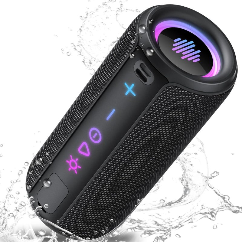 TIMU Bluetooth Speaker 5.4 Powerful, 30W Bluetooth Speakers with Bass 3.0 Boost, 8 RGB Changes, 30H Playback Bluetooth Speaker with TWS Pairing, IPX7 Waterproof, Supports Micro SD AUX