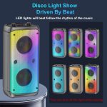 Bluetooth Speaker, 80W Peak Wireless TWS Portable Speakers Outdoor Party with Subwoofer, Colorful LED Lights, Boombox Strong Stereo Sound with Microphone for Home, Camping, Travel - Imagen 3