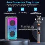 Bluetooth Speaker, 80W Peak Wireless TWS Portable Speakers Outdoor Party with Subwoofer, Colorful LED Lights, Boombox Strong Stereo Sound with Microphone for Home, Camping, Travel - Imagen 4