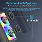 Bluetooth Speaker, 80W Peak Wireless TWS Portable Speakers Outdoor Party with Subwoofer, Colorful LED Lights, Boombox Strong Stereo Sound with Microphone for Home, Camping, Travel - Imagen 5