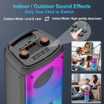 Bluetooth Speaker, 80W Peak Wireless TWS Portable Speakers Outdoor Party with Subwoofer, Colorful LED Lights, Boombox Strong Stereo Sound with Microphone for Home, Camping, Travel - Imagen 6