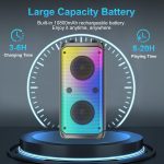 Bluetooth Speaker, 80W Peak Wireless TWS Portable Speakers Outdoor Party with Subwoofer, Colorful LED Lights, Boombox Strong Stereo Sound with Microphone for Home, Camping, Travel - Imagen 7