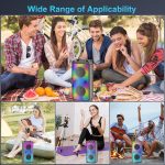 Bluetooth Speaker, 80W Peak Wireless TWS Portable Speakers Outdoor Party with Subwoofer, Colorful LED Lights, Boombox Strong Stereo Sound with Microphone for Home, Camping, Travel - Imagen 9