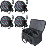 4PCS RGB LED Par Spotlight with PVC Bag, 72W LED Stage Lights with Remote Control and Sound Activation, DJ Lights Disco Light for Parties Bars Wedding Halloween Christmas