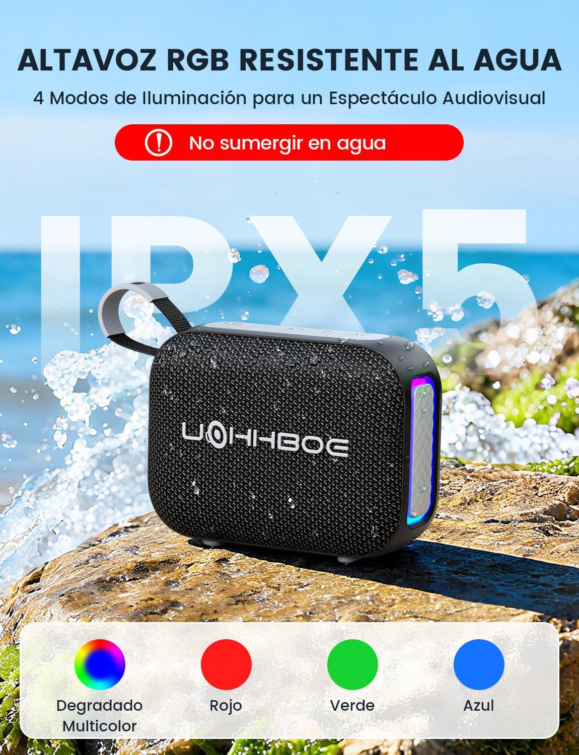 Bluetooth 6.0 Speaker Powerful 20W, Enhanced Bass, with Color LED Light, TWS Pairing for Stereo Sound, 2600mAh Battery, IPX5 Waterproof, Portable Speaker for Parties and Outdoors - Imagen 6