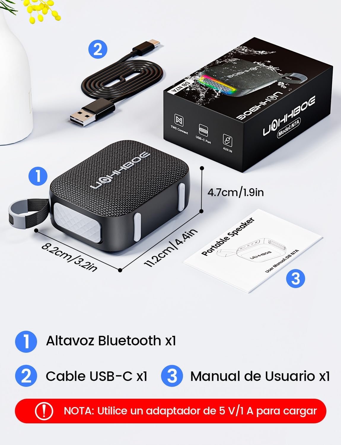 Bluetooth 6.0 Speaker Powerful 20W, Enhanced Bass, with Color LED Light, TWS Pairing for Stereo Sound, 2600mAh Battery, IPX5 Waterproof, Portable Speaker for Parties and Outdoors - Imagen 9