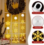 5 luces de Navidad para ventana, LED, decoración navideña, con 10 ganchos, luz blanca cálida, decoración navideña para interior y exterior, para decoración de ventanas, fiestas (funciona con - Imagen 3