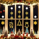 5 luces de Navidad para ventana, LED, decoración navideña, con 10 ganchos, luz blanca cálida, decoración navideña para interior y exterior, para decoración de ventanas, fiestas (funciona con - Imagen 7