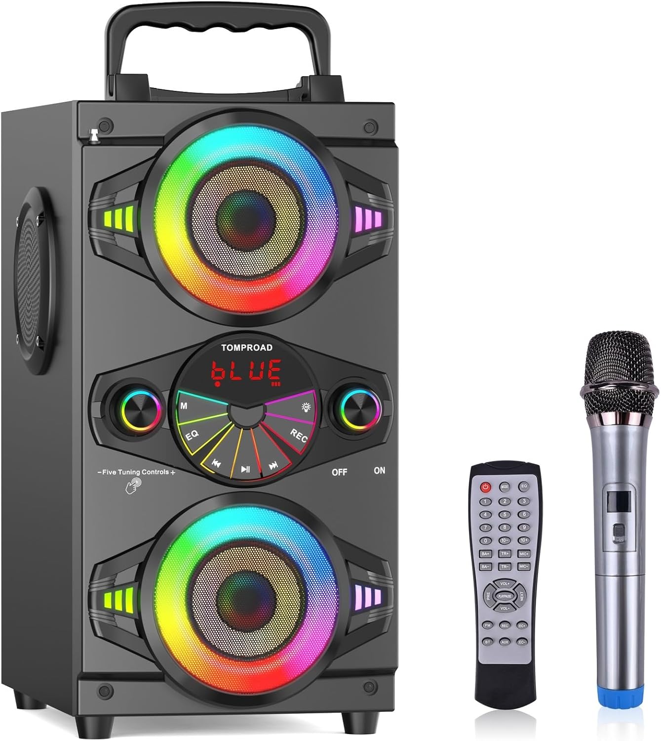 Bluetooth Speakers, 60W Portable Wireless Bluetooth Speaker for Outdoor Home Bluetooth Speakers, 60W Portable Wireless Bluetooth Speaker for Outdoor Home Party with Subwoofer, FM Radio, Colorful LED Lights, Microphone, Remote Control and Great Powerful Sound est