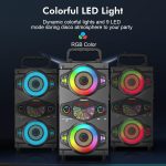Bluetooth Speakers, 60W Portable Wireless Bluetooth Speaker for Outdoor Home Party with Subwoofer, FM Radio, Colorful LED Lights, Microphone, Remote Control and Great Powerful Sound est - Imagen 3