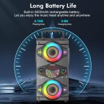 Bluetooth Speakers, 60W Portable Wireless Bluetooth Speaker for Outdoor Home Party with Subwoofer, FM Radio, Colorful LED Lights, Microphone, Remote Control and Great Powerful Sound est - Imagen 4