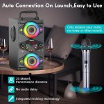 Bluetooth Speakers, 60W Portable Wireless Bluetooth Speaker for Outdoor Home Party with Subwoofer, FM Radio, Colorful LED Lights, Microphone, Remote Control and Great Powerful Sound est - Imagen 5