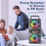 Bluetooth Speakers, 60W Portable Wireless Bluetooth Speaker for Outdoor Home Party with Subwoofer, FM Radio, Colorful LED Lights, Microphone, Remote Control and Great Powerful Sound est - Imagen 6