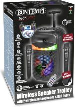 Bontempi | Wireless Trolley Acoustic Speaker with 2 Wireless Microphones, RGB Lights, Remote Control, Screen, TWS Function, 39.5x22.5x19cm - Imagen 5
