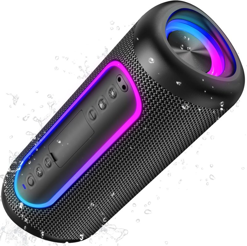 Powerful Bluetooth Speaker 30W, Deep Bass and Clear Treble, Bluetooth 5.4, 30H Playback, IPX5 Waterproof, RGB Lights, TWS Portable Speaker, Supports Micro SD AUX TF Card