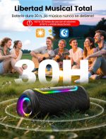 Powerful Bluetooth Speaker 30W, Deep Bass and Clear Treble, Bluetooth 5.4, 30H Playback, IPX5 Waterproof, RGB Lights, TWS Portable Speaker, Supports Micro SD AUX TF Card - Imagen 3