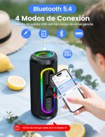 Powerful Bluetooth Speaker 30W, Deep Bass and Clear Treble, Bluetooth 5.4, 30H Playback, IPX5 Waterproof, RGB Lights, TWS Portable Speaker, Supports Micro SD AUX TF Card - Imagen 5