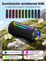 Powerful Bluetooth Speaker 30W, Deep Bass and Clear Treble, Bluetooth 5.4, 30H Playback, IPX5 Waterproof, RGB Lights, TWS Portable Speaker, Supports Micro SD AUX TF Card - Imagen 6