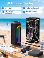 Powerful Bluetooth Speaker 30W, Deep Bass and Clear Treble, Bluetooth 5.4, 30H Playback, IPX5 Waterproof, RGB Lights, TWS Portable Speaker, Supports Micro SD AUX TF Card - Imagen 9