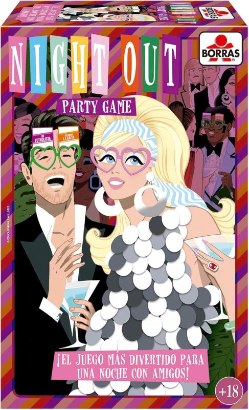 BORRAS - Night out Board Game is a Fun Party Game with 3 Different Dynamics, for Parties with Your Friends, Includes 4 Fun Glasses, from 18 Years Old (19191)