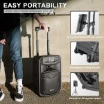 8" Portable PA Speaker System with 2 Wireless Microphones, Bluetooth Karaoke with Trolley, DSP/Recording/TWS/FM/USB/TV, for Indoor and Outdoor, Remote Control, Black - Imagen 5