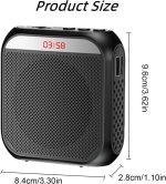 Voice Amplifier, Rechargeable PA System, 2200 mAh, Rechargeable Microphone for Teachers, Tour Guides, Portable Speaker with Microphone, Headphones and Waist-Black - Imagen 3