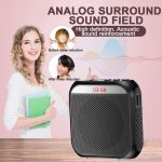 Voice Amplifier, Rechargeable PA System, 2200 mAh, Rechargeable Microphone for Teachers, Tour Guides, Portable Speaker with Microphone, Headphones and Waist-Black - Imagen 4