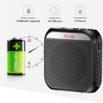 Voice Amplifier, Rechargeable PA System, 2200 mAh, Rechargeable Microphone for Teachers, Tour Guides, Portable Speaker with Microphone, Headphones and Waist-Black - Imagen 5