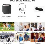 Voice Amplifier, Rechargeable PA System, 2200 mAh, Rechargeable Microphone for Teachers, Tour Guides, Portable Speaker with Microphone, Headphones and Waist-Black - Imagen 7