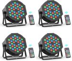 4PCS 36LED Par Lights, RGB Stage Lights, DMX Disco Lights with Remote Control, Effect Spotlights with Sound Activated Control, for Bare Wedding Birthday Party Halloween Christmas