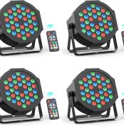 4PCS 36LED Par Lights, RGB Stage Lights, DMX Disco Lights with Remote Control, Effect Spotlights with Sound Activated Control, for Bare Wedding Birthday Party Halloween Christmas